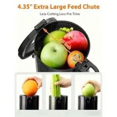 Aeitto Cold Press Juicer with 4.35-Inch, Powerful Motor, and Easy-Clean Design for Efficient and Nutritious Juicing