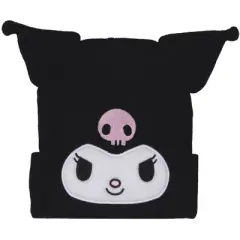 Sanrio Hello Kitty Kuromi Beanie Embroidered 3D Character Knit Beanie Hat Cap Black