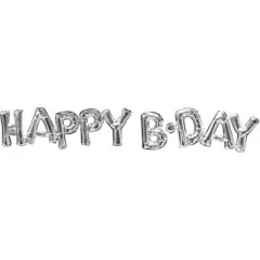LOONBALLOON 56x10 Inch HAPPY BDAY Block Air-Fill Silver Phrase Balloon Kit &ndash; Birthday Balloons