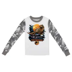 Jurassic Park Camp Cretaceous Youth Long Sleeve Pajama Set With Camo Design