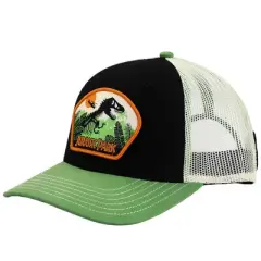 Jurassic Park Washed Canvas Trucker Hat with Embroidery Patch and Underbill Print Snapback hat