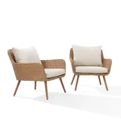 Landon 2pc Outdoor Wicker Chair Set - Beige - Crosley