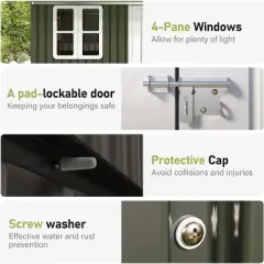 AMERLIFE 12x10.3x8.1 FT Galvanized Steel Outdoor Storage Shed