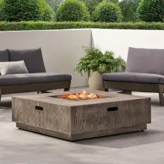 GDFStudio Jasmine Outdoor 50,000 BTU Square Iron Fire Pit Table