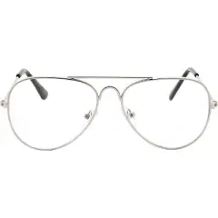 Kids Fake Aviator Eye Glasses Blue Light Blocking Anti Eyestrain Lens for Children's Non Prescription (Age 6-12) (Silver)
