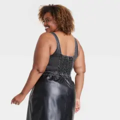 Women's Slim Fit Smocked Back Denim Corset Tank Top - Ava & Viv&trade;