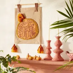 Short Clay Taper Candle Holder Red - Opalhouse&trade; designed with Jungalow&trade;