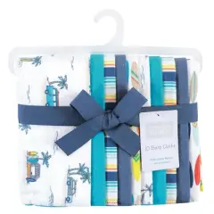 Hudson Baby Infant Boy Cotton Flannel Burp Cloths, Surfer Dude, One Size