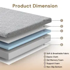 Wellos Non-Slip Firm Portable Tri Folding Gel Memory Foam Mattress 4" Foldable Mattress