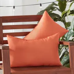 Set of 2 Outdoor Lumbar Throw Pillows Rust - Kensington Garden