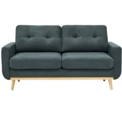 67.7" Wide Mid-Century Modern Polyester Tufted Loveseat Sofa With Wooden Legs