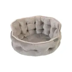 Precious Tails Ultra Plush Mini Tufted Velvet Round Cuddler Cat and Dog Bed - Taupe