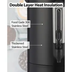 Commercial Coffee Urn, Hot Water Dispenser with Percolator, Stainless Steel Hot Beverage Bottle, Easy Two Way Dispenser, Black