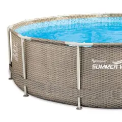 Summer Waves 12" x 30" Outdoor Round Frame Above Ground Swimming Pool with Pump