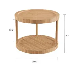 Hastings Home 10" 2-Tier Bamboo Lazy Susan for Kitchens, Pantries, and Vanities - Natural Finish