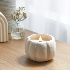 12oz Brushed Abstract Pumpkin Ceramic with Woodwick and Dustcover Acorn + Black Pine Candle - Threshold&trade;
