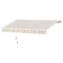 Anybear 12' x 10' Retractable Awning Patio Awnings, Sun Shade Shelter with Manual Crank Handle, for Deck, Balcony, Yard