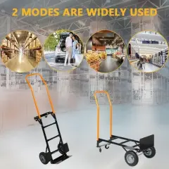 2-In-1 Hand Truck & Platform Cart | Non-Marking Wheels + 3-Height Adjustable Handle for Industrial/Logistics/Luggage
