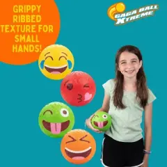 Gaga Ball Xtreme 4 Pack - 5 Inch Silly Faces Playground Balls w Air Pump - Durable Rubber Balls for Kickball, Dodge Ball, Handball, Four Square, Camp,