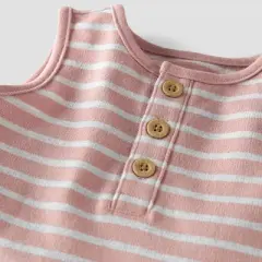 little Planet By Carter's Baby Striped Jumpsuit - Rose Pink 