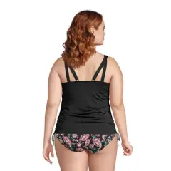 Lands' End Women's Plus Size DD-Cup Chlorine Resistant Adjustable V-neck Underwire Tankini Top Swimsuit