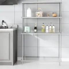 Stainless Steel Overshelf Shelves for Work & Prep Table, 2 Tier Double Deck Overshelf with Adjustable Shelf, Commercial Countertop Shelf