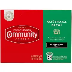 Community Coffee Decaf Medium Roast Coffee - Single Serve Pods - 24ct