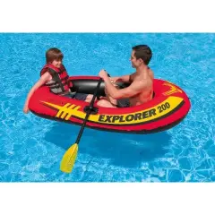 Intex Explorer 200 Inflatable 2 Person River Boat Raft Set with 2 Oars & Pump