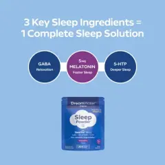 Dream Water Sleep Powder - Sugar-Free,GABA,Melatonin,5-HTP,Snoozeberry,30-Count