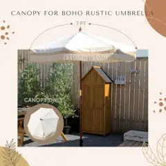 LAGarden 7 Ft Fringe Umbrella Replacement Canopy Top Cover Boho Outdoor Garden,Beige with Tassels,BH7W-01PC