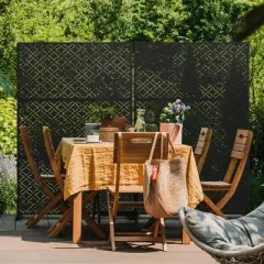 PexFix 72 in. x 47 in. Outdoor Privacy Screen Garden Fence in Palace Pattern in Black