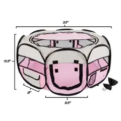 Pet Adobe Portable Pop-Up Pet Playpen with Carrying Bag, 33" Diameter, Pink