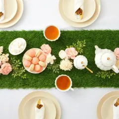 Juvale 14 x 48-Inches Faux Grass Table Runner for Dinner Table Centerpiece, Spring Decorations, Wedding Banquet, Sports Birthday Party Decor