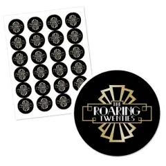 Big Dot of Happiness Roaring 20's - 1920s Art Deco Jazz Party Circle Sticker Labels - 24 Count