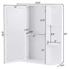 Costway Bathroom Cabinet Single Door Shelves Wall Mount Cabinet W/ Mirror Organizer