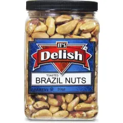 Toasted Brazil Nuts by It's Delish, 39 Oz Jumbo Reusable Container (Jar)
