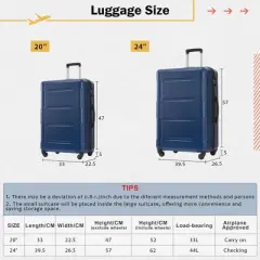 Kumasinova 4 Pcs Hardside Luggage Set,ABS Lightweight Suitcase with TSA Lock,Expandable for up to 25% More Space,20"&24"Suitcases+2 Bags