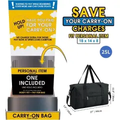 Narwey For Spirit Airlines Personal Item Bag 18x14x8 Foldable Duffle Bag