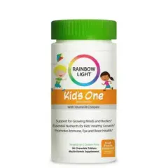 Rainbow Light Kids One Multivitamin With Vitamin B Complex | 90 Chewable Tablets | Fruit Punch
