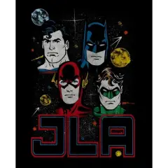 Justice League JLA Four Heroes Black T-shirt Toddler Boy to Youth Boy