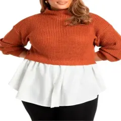 ELOQUII Women&rsquo;s Plus Size Twofer Skirted Sweater