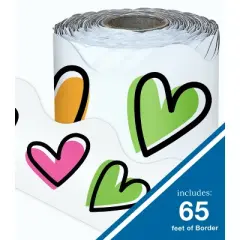 Carson Dellosa Education 65' Doodle Hearts Rolled Scalloped Bulletin Board Borders (1 roll)