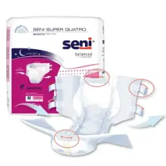 Seni Super Quatro Adult Incontinence Brief M Heavy Absorbency Breathable / Overnight, S-ME10-BQ1, Severe