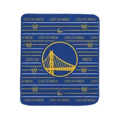 NBA Golden State Warriors Logo Stripe Binding Edge Flannel Fleece Blanket