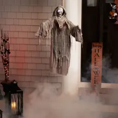 Northlight 36" Prelit Touch Activated Death Reaper Hanging Halloween Decoration - White/Gray