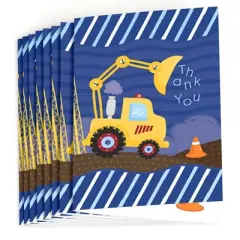 Big Dot of Happiness Construction Truck - Baby Shower or Birthday Party Thank You Cards (8 count)