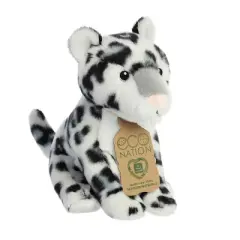 Aurora Small Snow Leopard Eco Nation Eco-Friendly Stuffed Animal White 7.5"