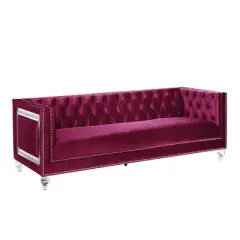 67" Heibero Sofa Burgundy Velvet - Acme Furniture