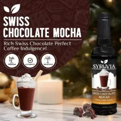 Syruvia Swiss Chocolate Mocha Syrup - 25.4 fl oz. Premium Flavoring Syrup For Coffee