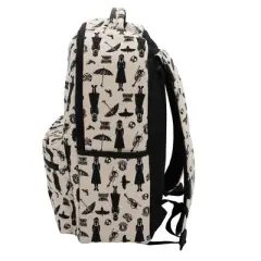 Accessory Innovations Wednesday Adams Icons Backpack, Nevermore Academy 16 Inch Girls School Bag, Natural & Black